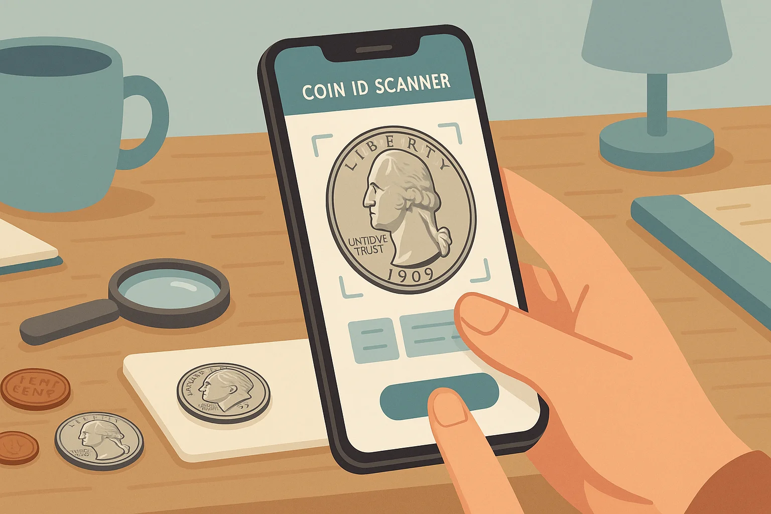 A collector scans a coin via Coin ID Scanner.